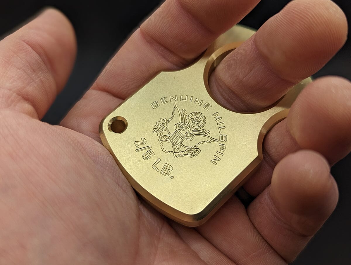 Milspin Brass Knuckle Non-Customizable Single Hole Solid Brass Paperweight (Milspin Logo Only)