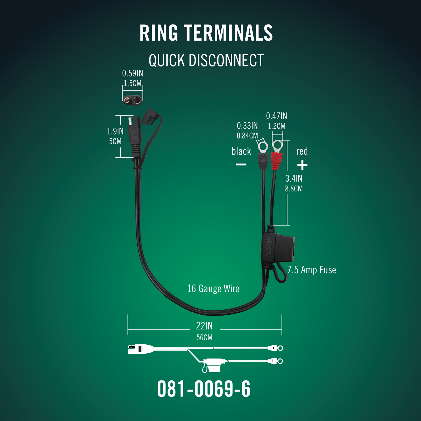 Battery Tender® Ring Terminal Harness with Quick Disconnect 25 Pack