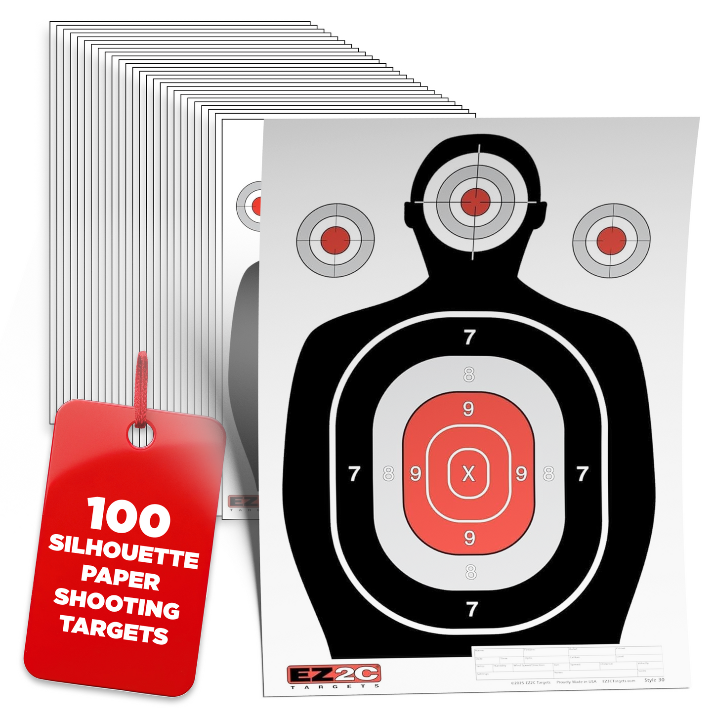 EZ2C Targets #30 Silhouette 12"x18" Paper Shooting Target USA Made