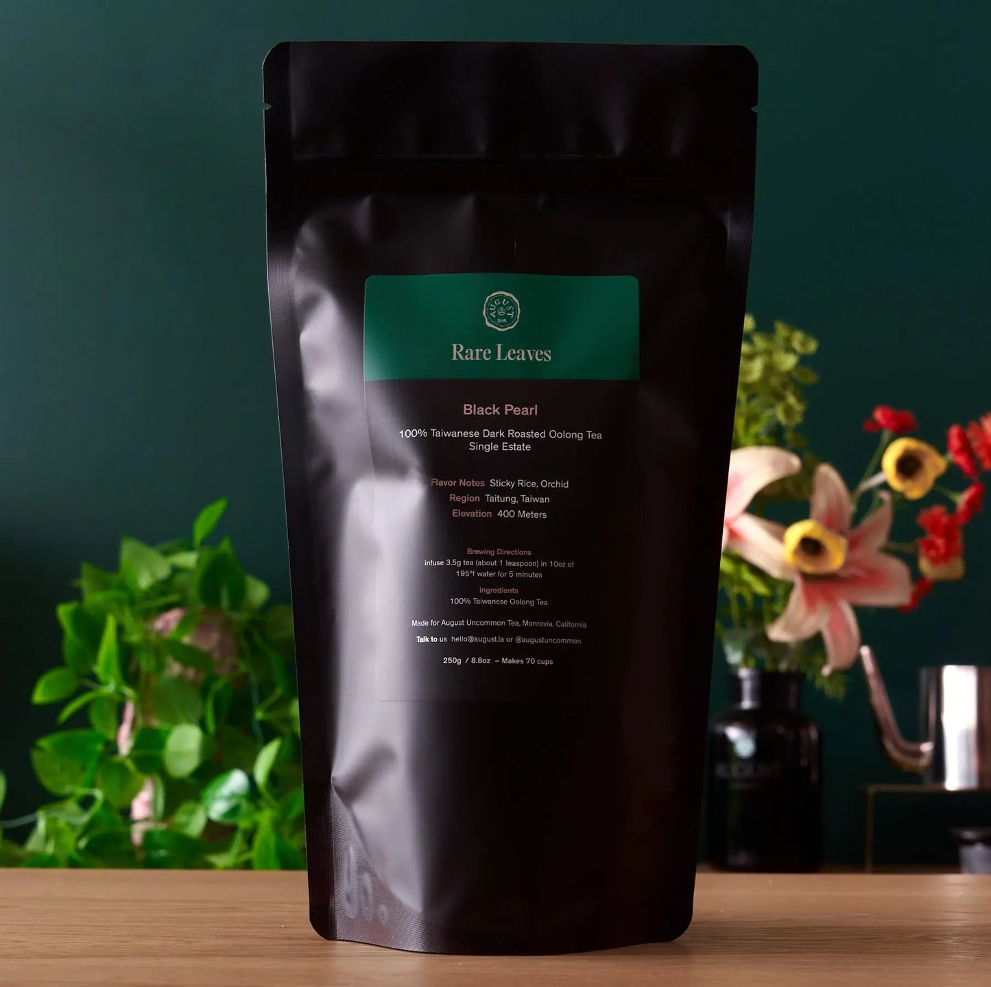 August Uncommon Tea Rare Leaves Black Pearl - Single Estate Taiwanese Dark Roasted Oolong Tea