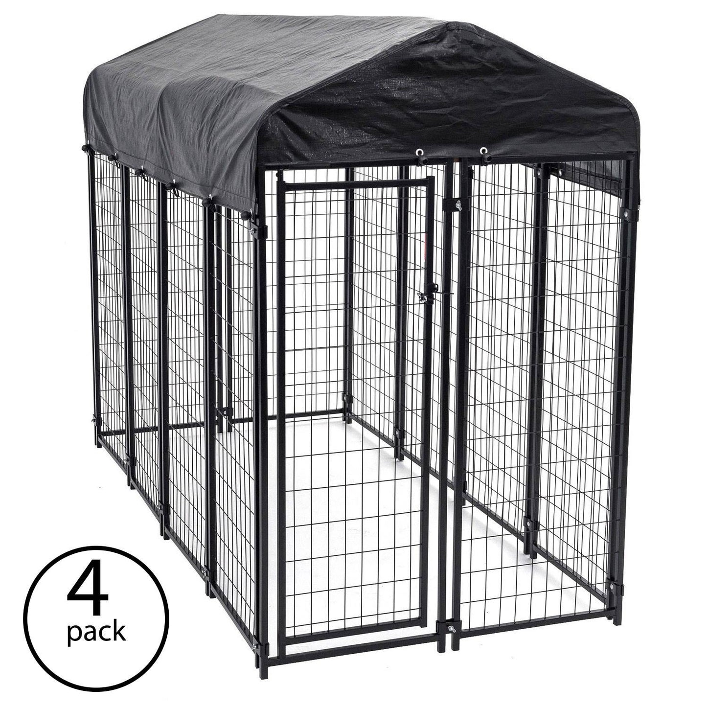 Lucky Dog Uptown Large Outdoor Covered Kennel Heavy Duty Dog Fence Pen (4 Pack)