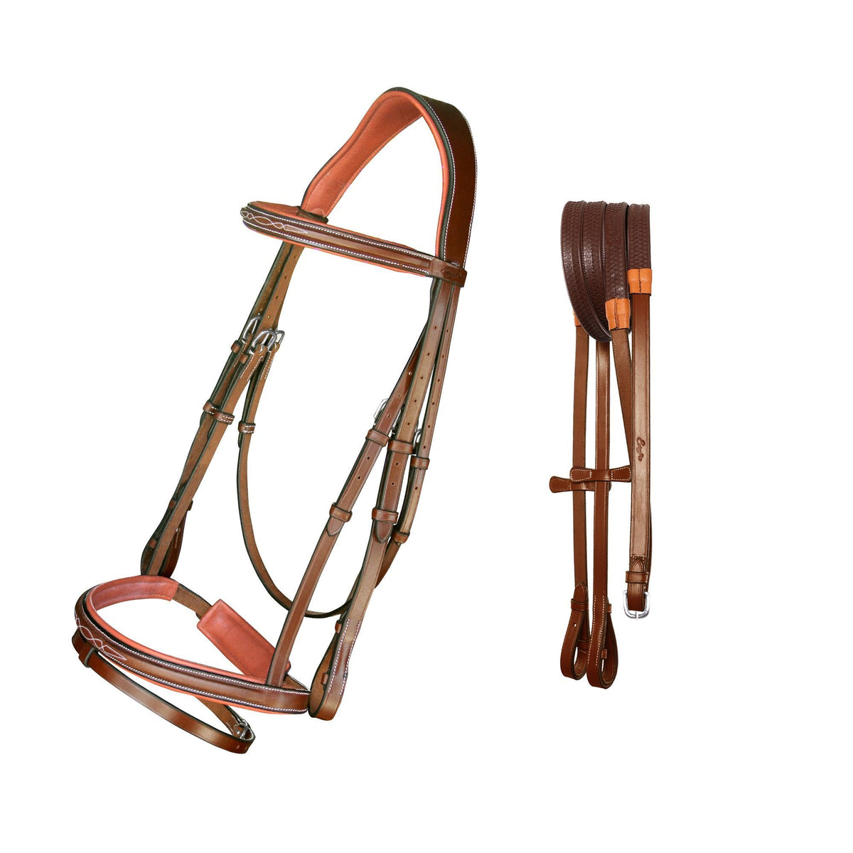 Bridles & Reins ExionPro Designer Fancy Stitched Bridle with Flash and Rubber Reins