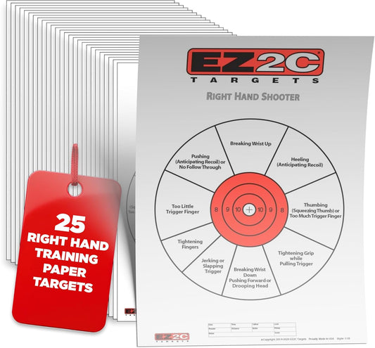 EZ2C Right Hand/Left Hand Diagnostic Training Paper Target 11”x17” USA MADE Style 11