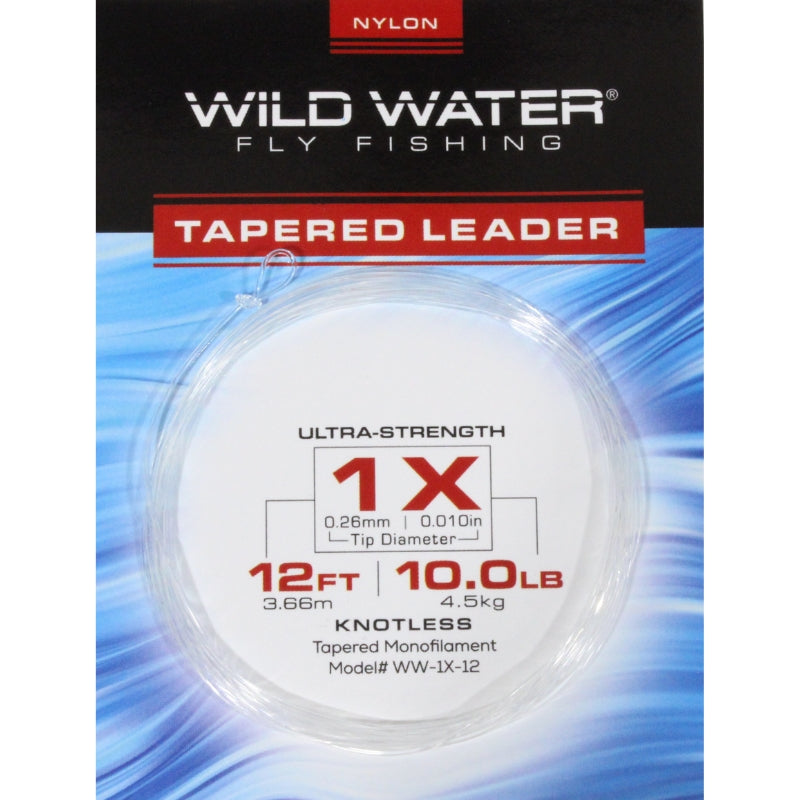 Wild Water - 12' Tapered Monofilament Leader 1X, 6 Pack