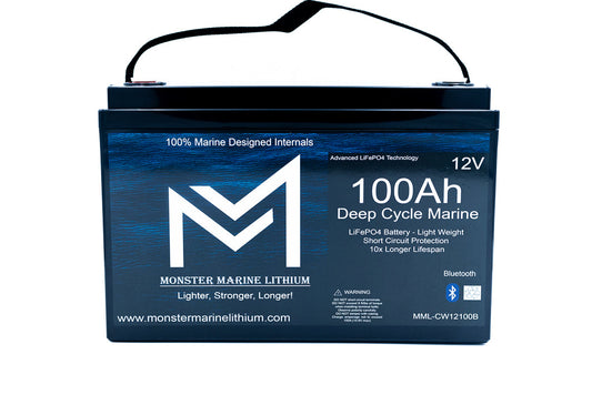 Monster Marine Lithium 12v 100Ah Bluetooth Deep Cycle Lithium Marine Battery Group 31
