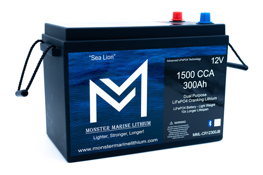 Monster Marine Lithium 1500 CCA 300AH Dual Purpose Cranking Lithium Bluetooth "Sea Lion"