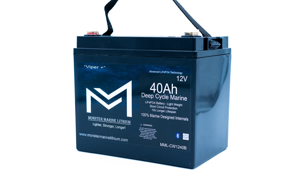 Monster Marine Lithium 12v 40Ah Deep Cycle Lithium Marine Battery "Viper" - Bluetooth - MML-CW1240B