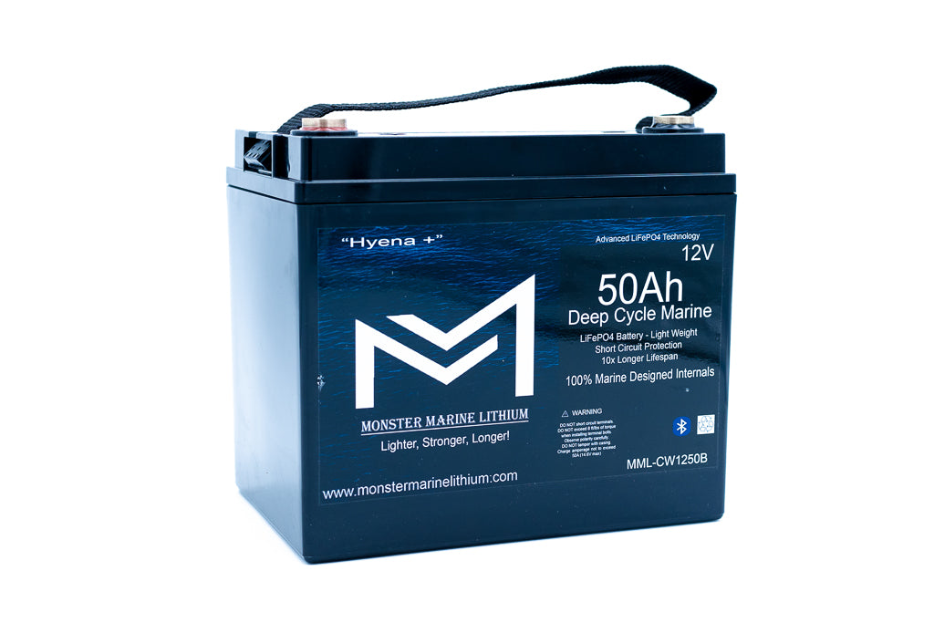 Monster Marine Lithium 12v 50Ah Deep Cycle Lithium Marine Battery "Hyena" - Bluetooth - MML-CW1250B