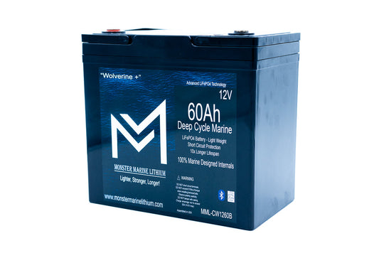 Monster Marine Lithium 12v 60Ah Deep Cycle Lithium Marine Battery "Wolverine" - Bluetooth - MML-1260B
