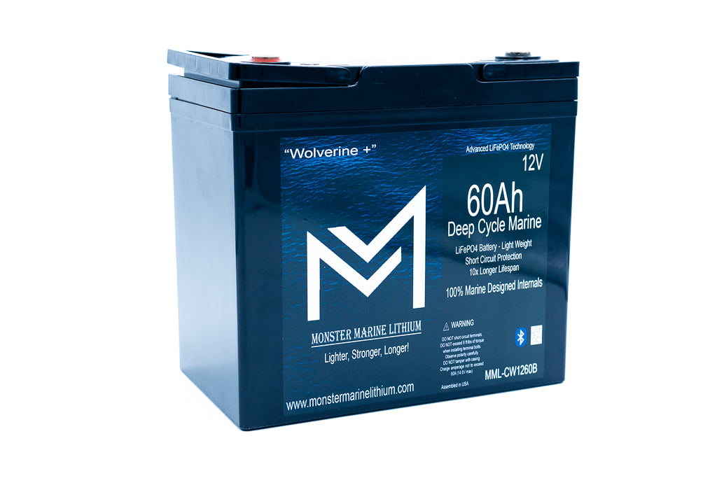 Monster Marine Lithium 12v 60Ah Deep Cycle Lithium Marine Battery "Wolverine" - Bluetooth - MML-1260B