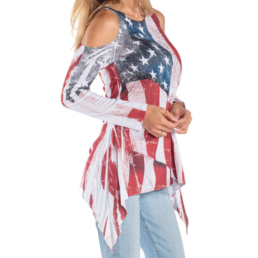 The Flag Shirt Women's Made in USA Cold Shoulder Tunic