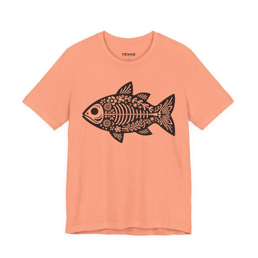 Texas Rigged Tees Mexican Flora Fish Skeleton — Unisex Cotton Tee