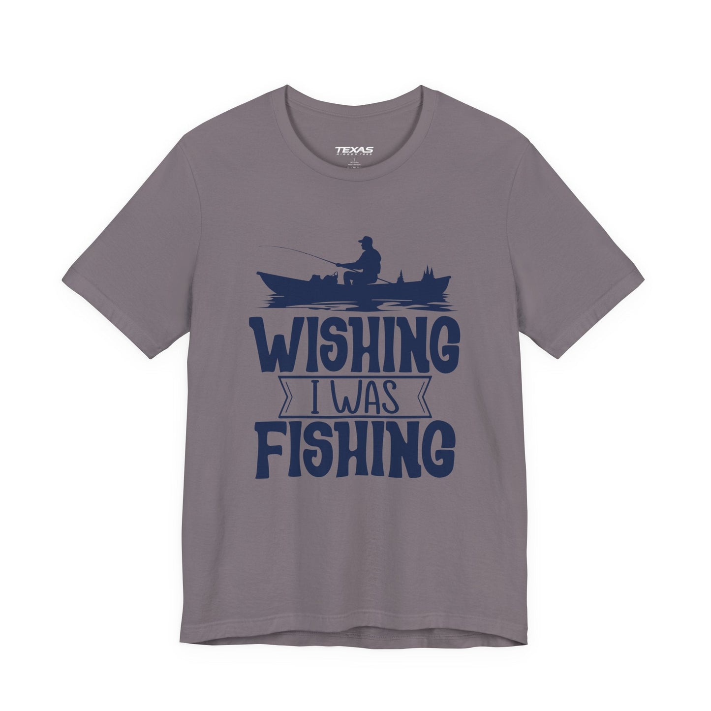 Texas Rigged Tees Wishing I Was Fishing (Boat Edition) — Unisex Cotton Tee