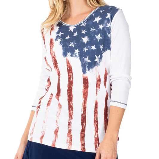 The Flag Shirt Co - Women's Old Glory 3/4 Sleeve Top