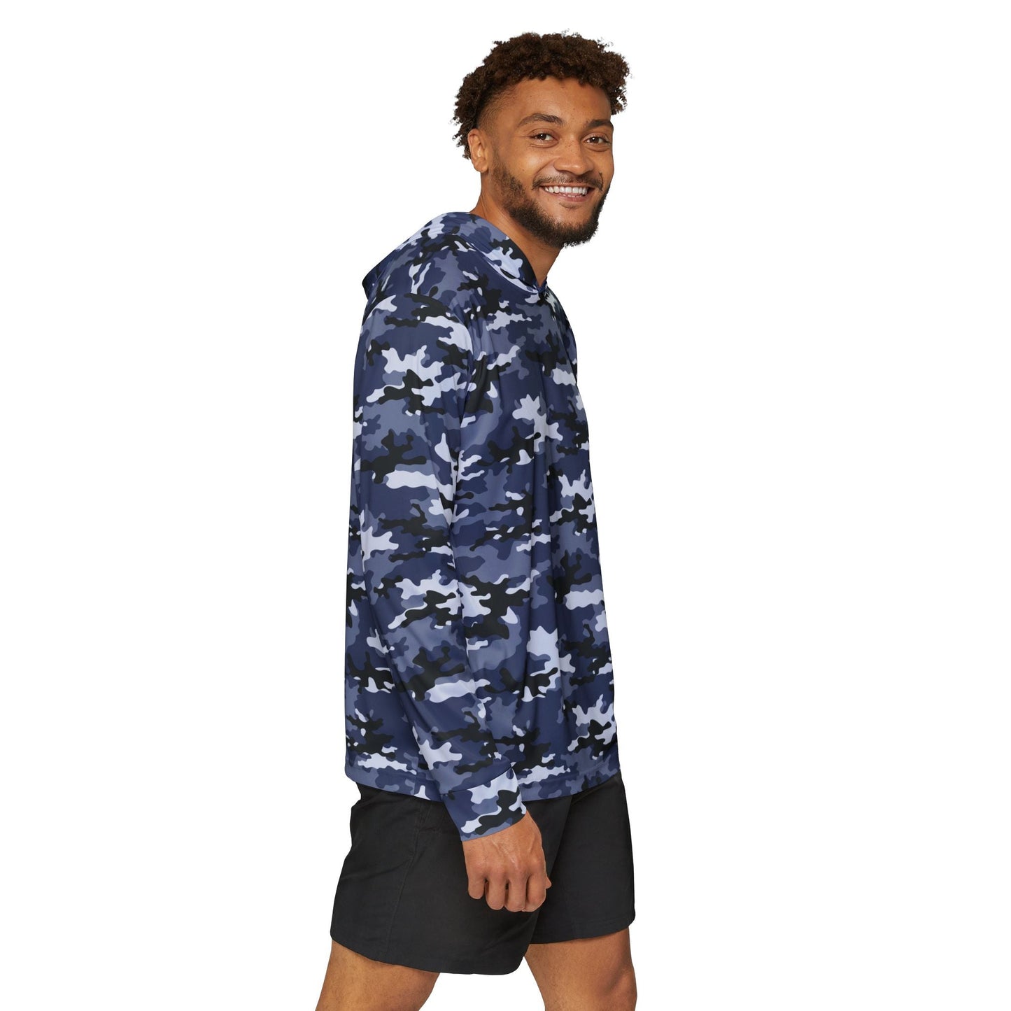Texas Rigged Tees Blue Camo — Unisex Fishing Pullover Hoodie (SPF 50+)