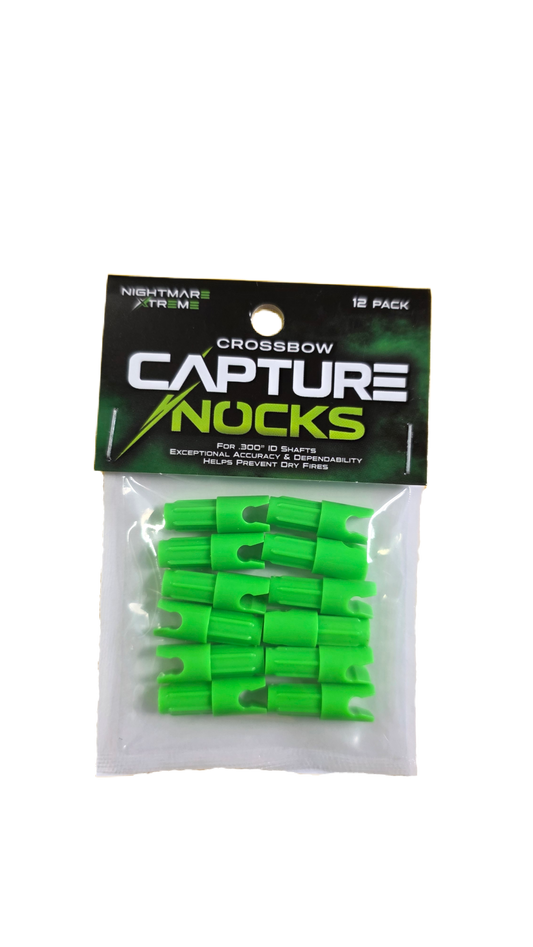 Nightmare Xtreme Crossbow Capture Nocks FLO Green 12 pack .300 ID Shafts