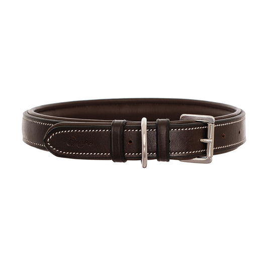 Bridles & Reins ExionPro Silver Snaffle Padded Leather Dog Collar - Brown Padding