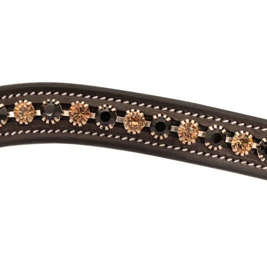 Bridles & Reins ExionPro Large Dual Coloured Glittering Black, Golden Crystal Browband