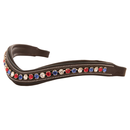 Bridles & Reins ExionPro Designer Red, Blue & White linked Crystal Browband