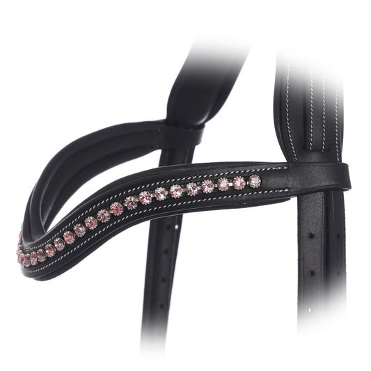 Bridles & Reins ExionPro Elegant Soft Padded Light Rose, Light Amethyst Colored Crystal Browband