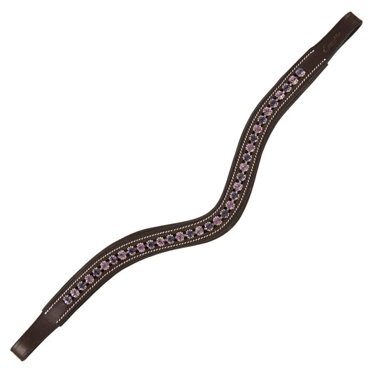 Bridles & Reins ExionPro Elegant Deep Curved Soft Padded Tanzanite, Violet Colored Crystal Decorated Browband