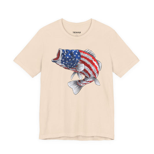 Texas Rigged Tees Patriotic Bass — Unisex Cotton Tee