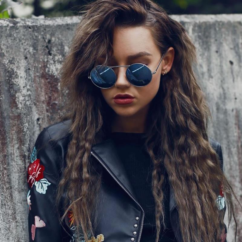 zeroUV - Large Retro Round Steampunk Mirrored Lens Sunglasses 8759