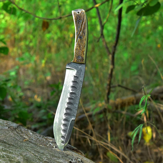 KBS Knives Frontier Survival Camping Knife – 12" Custom Handmade High Carbon Forged Steel Blade with Antler Horn Handle