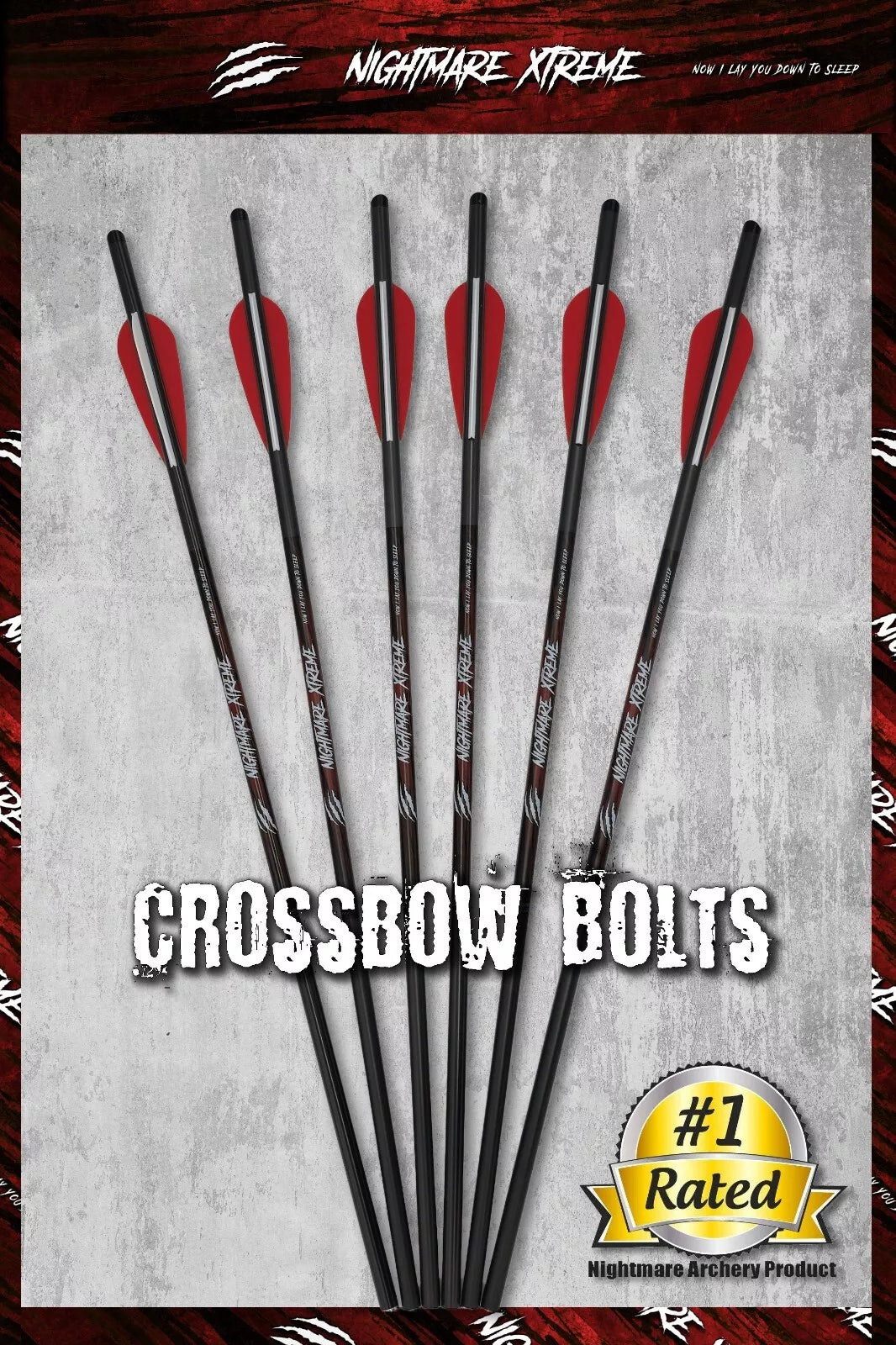 KILLZ NIGHTMARE XTREME Crossbow Bolts Carbon Half Moon Nocks 6Pcs 20"or 22''