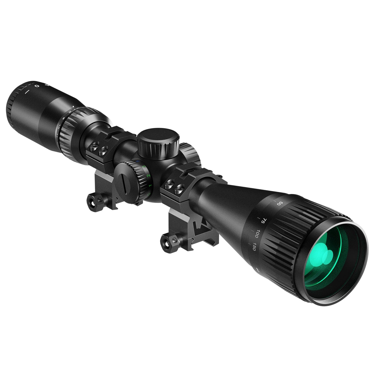 Pinty Scopes 4-12x44 Red & Green Illuminated Optical Riflescope Reticle AO Scope