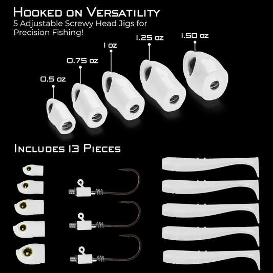Stack Tackle Screwy Head Jigs + Tail Clapper Bundle Pack