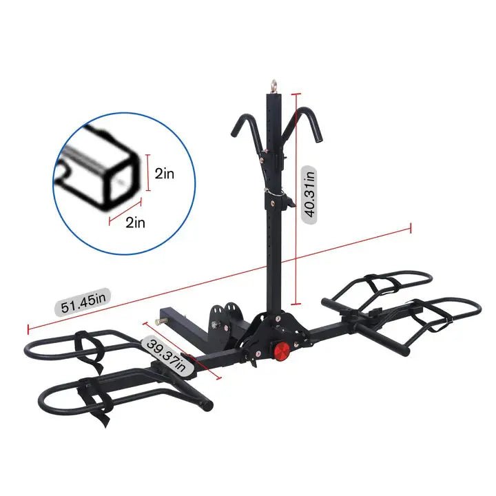 2 - Bike Hitch Bike Rack, Folding Fat Tire Bike Carrier, 200 LBS, 2'' Receiver - Angler's Pro Tackle & Outdoors
