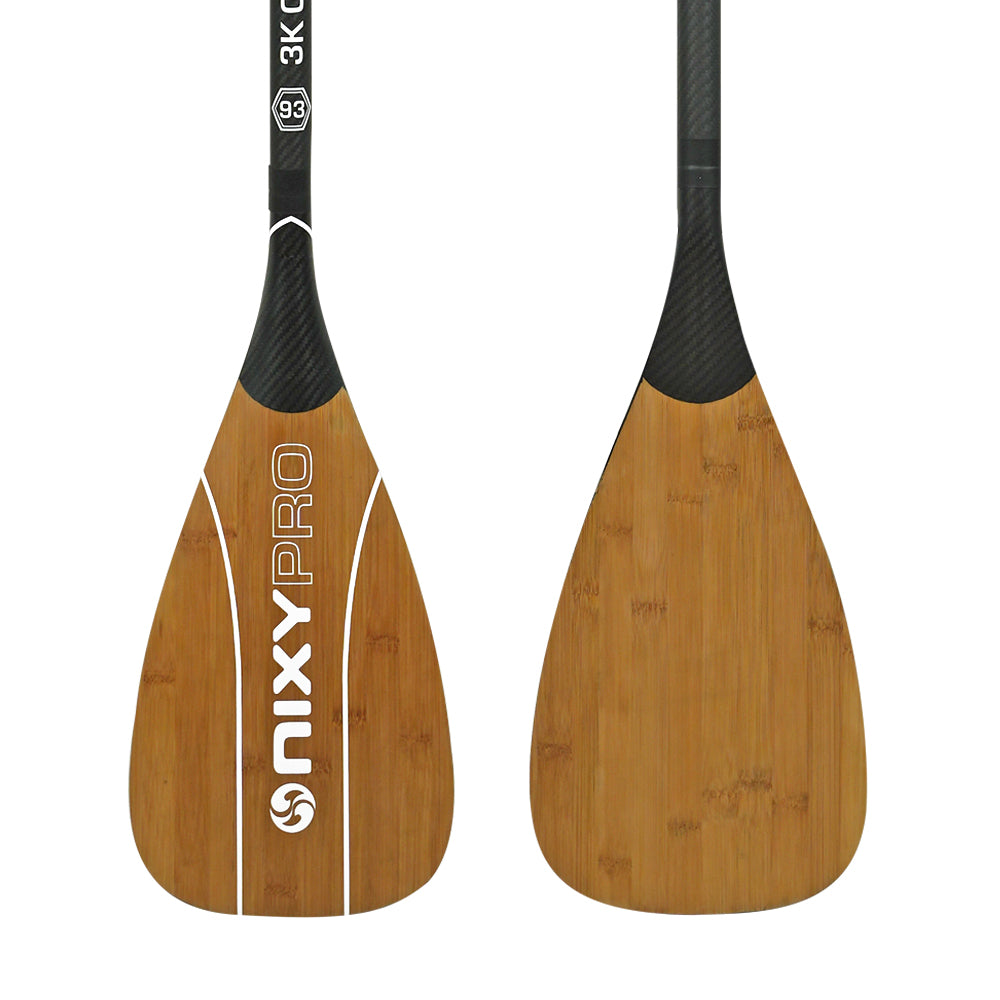 NIXY 2-Piece Adjustable 100% 3K Carbon Fiber SUP Pro Paddle with Bamboo