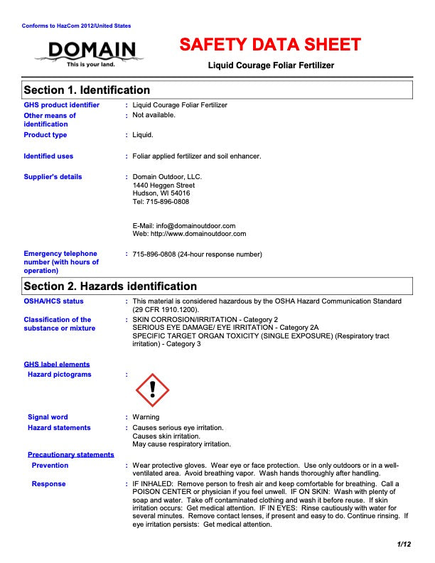 Domain Outdoors Liquid Courage™ 7-17-4 Foliar Fertilizer