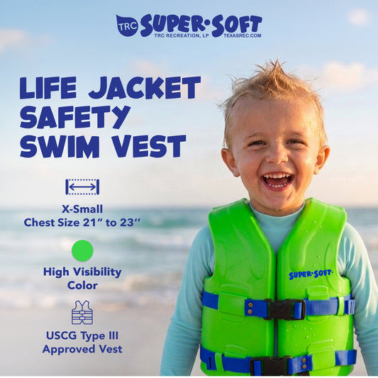 TRC Recreation Super Soft Child Life Jacket Swim Vest, X Small, Fierce Green
