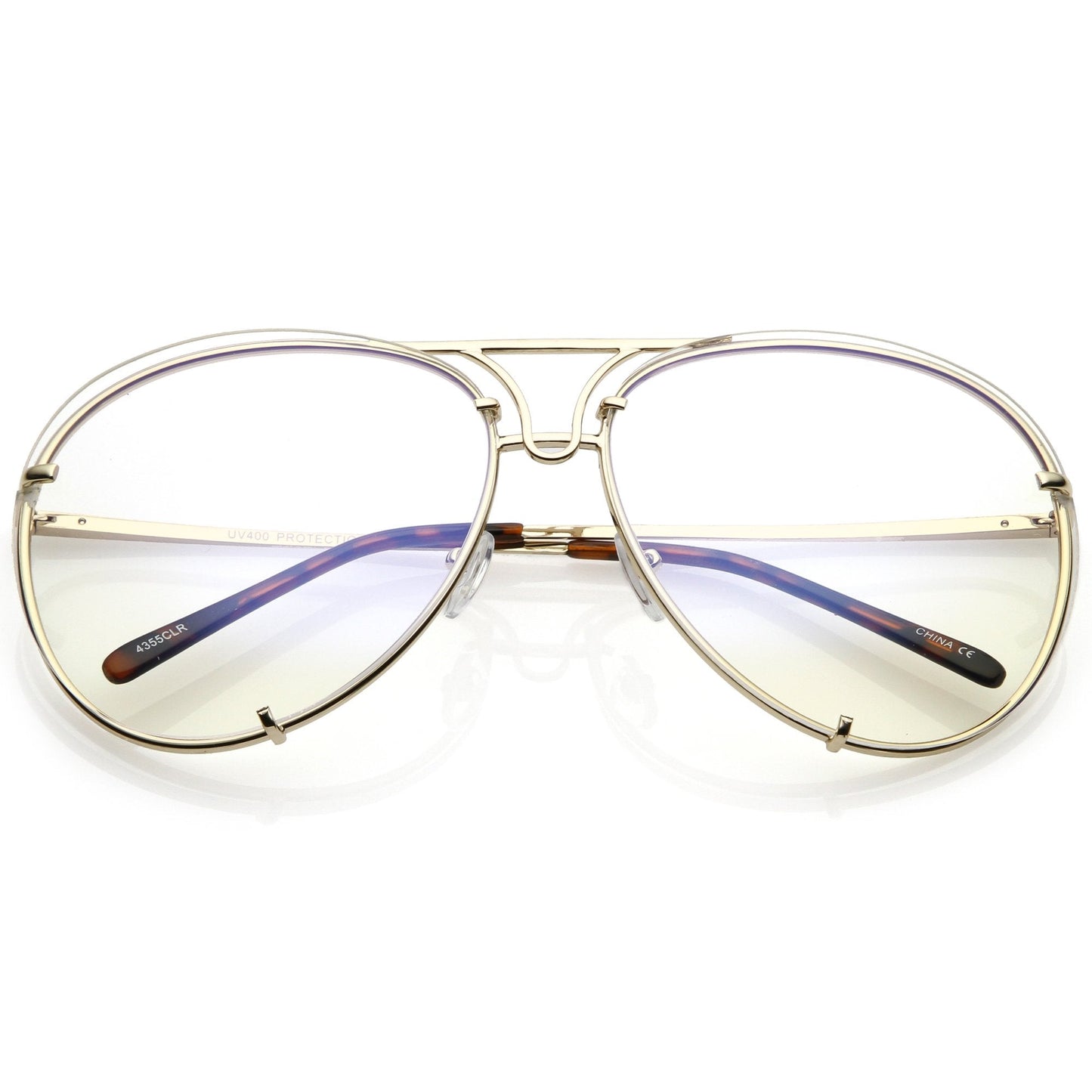 zeroUV - Oversize Industrial Design Clear Flat Lens Aviator Glasses C155