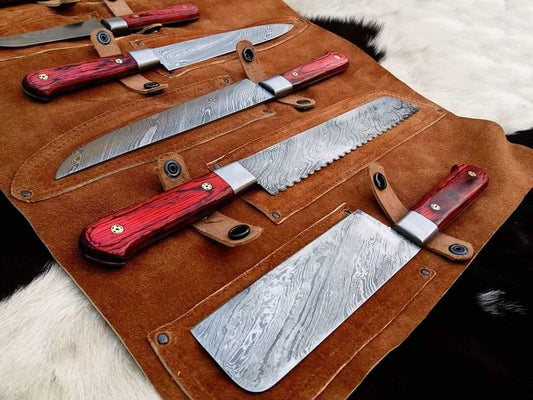 KBS Knives Full Tang Custom Handmade Damascus Steel Kitchen Knives Set