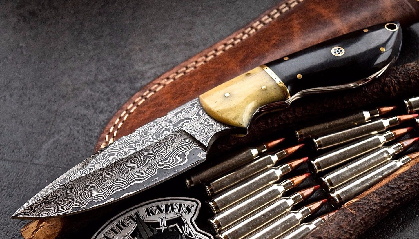 KBS Knives Store Damascus steel skinning knife