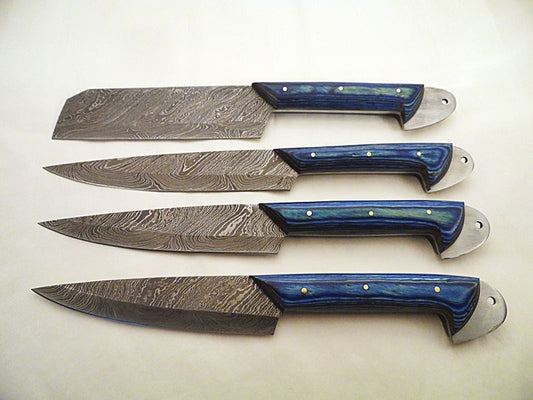 KBS Knives New Custom Handmade Damascus Steel Kitchen Knives Set