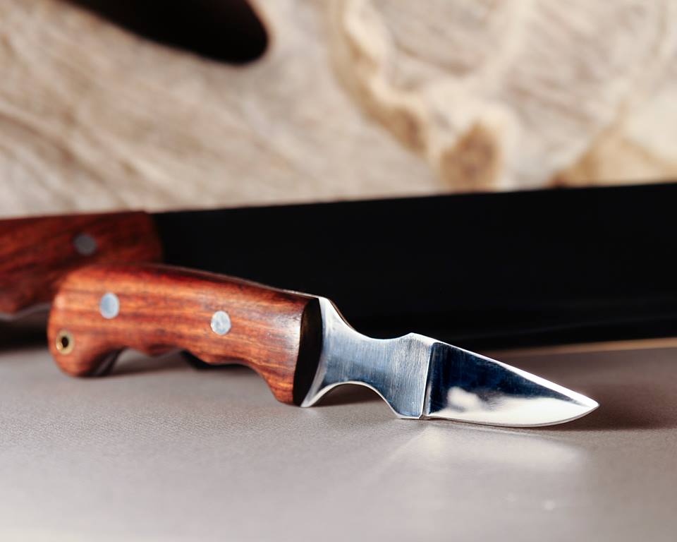 KBS Knives Game Processing Kit – 6-Piece Rosewood Handle Knife Set with Leather Roll