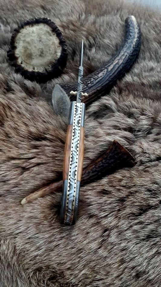 KBS Knives Everyday Carry Damascus Steel Folding Pocket Knife with Olivewood Handle – The Woodland Edge