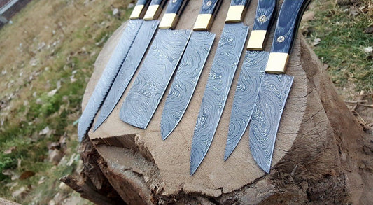 KBS Knives Full Tang Custom Handmade Damascus Steel Kitchen Knives Set