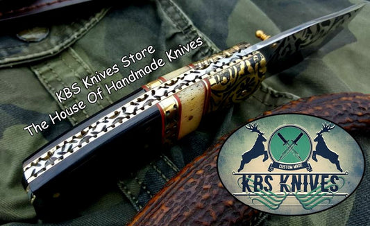 KBS Knives Custom Handmade D2 High Polished Steel Folding Pocket Knife