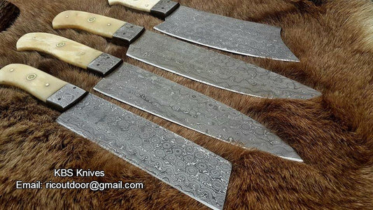 KBS Knives Hand Made Damascus Kitchen Knives Set