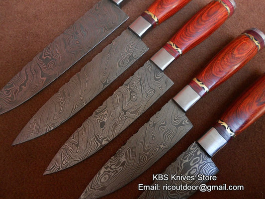 KBS Knives Hand Made Damascus Kitchen Knives Set