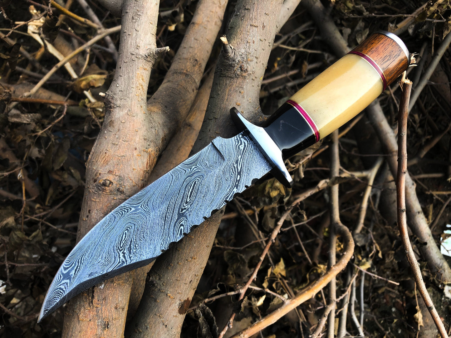 KBS Knives New Custom Handmade Damascus Steel Hunting Knife