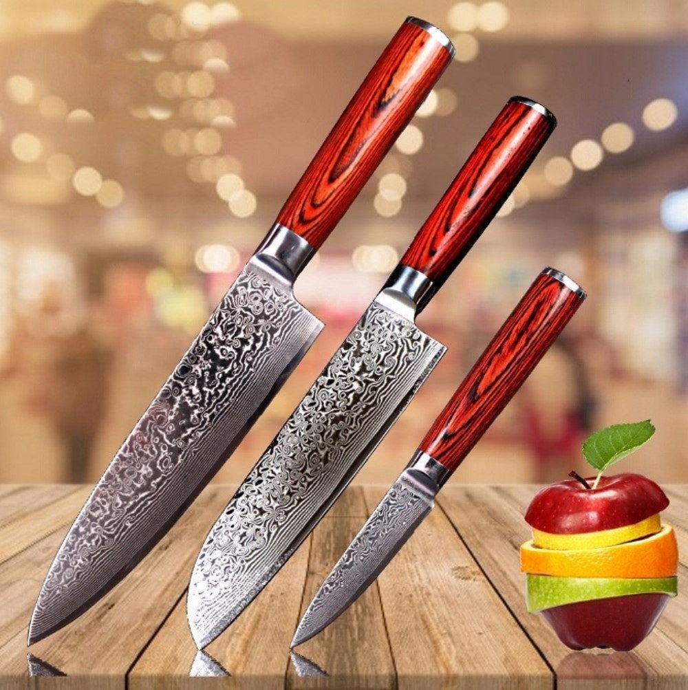 KBS Knives Custom handmade damascus steel kitchen knives set