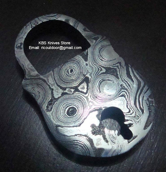 KBS Knives DAMASCUS OLD LOCK and KEY PENDANTS