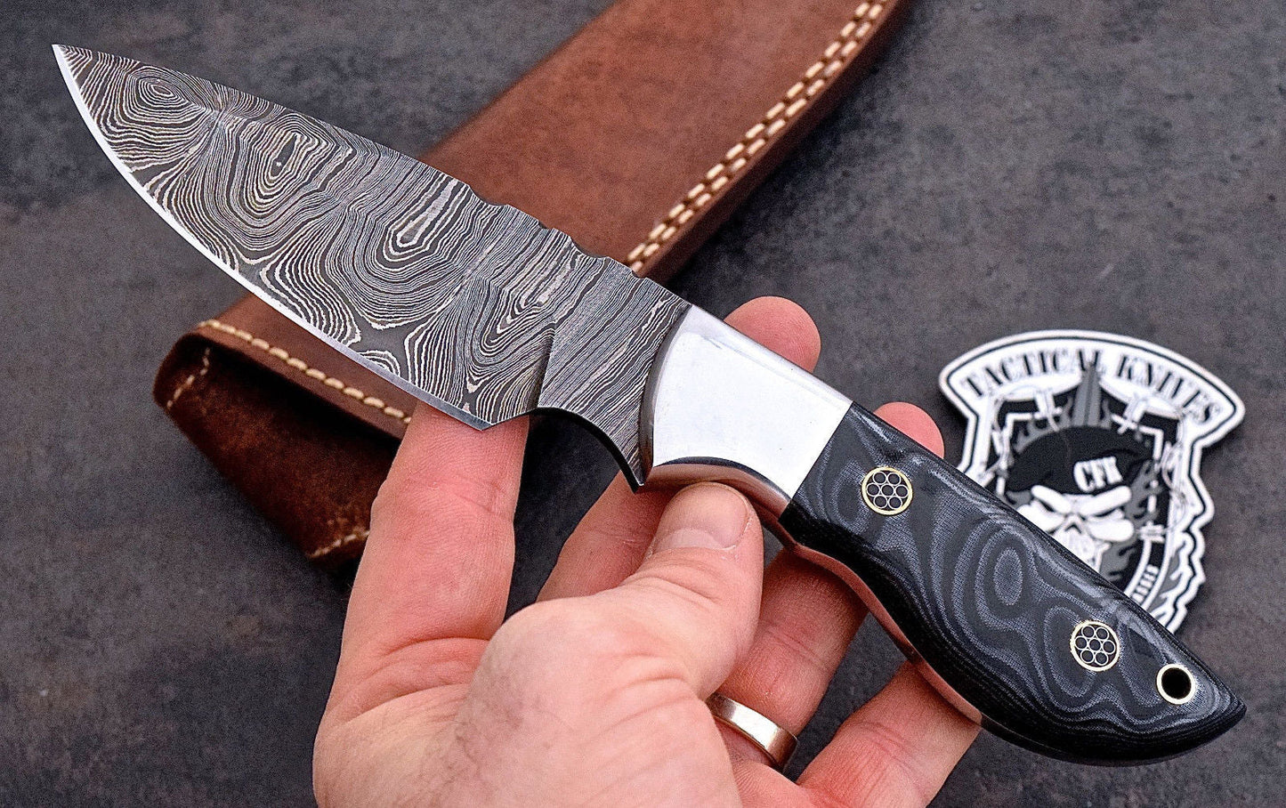 KBS Knives Full Tang Custom Handmade Damascus Steel Skinning/Hunting Knife