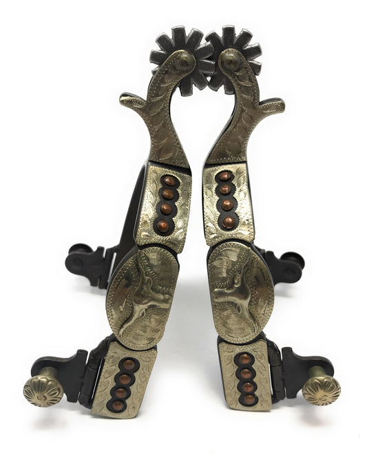 AJ Tack Men's Antique Brown Longhorn Engraved Spurs